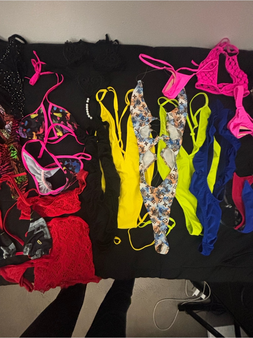 Mixed Bright Rave wear Dance Set - Neon Yellow, Hot Pink, Blue, Red exotic